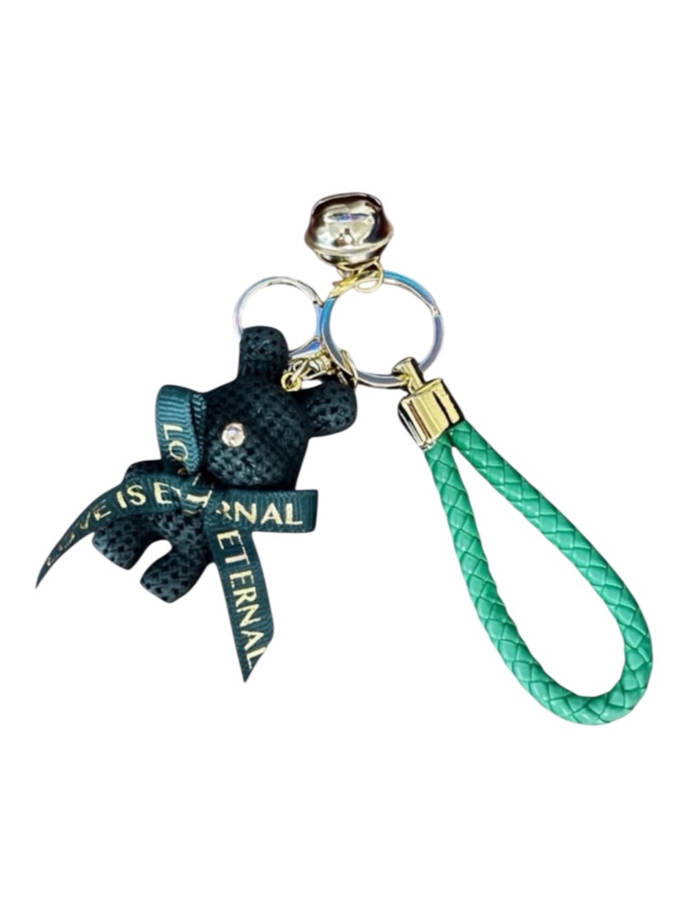 Cute Bear Resin Metal Bag Pendant Keychain GREEN